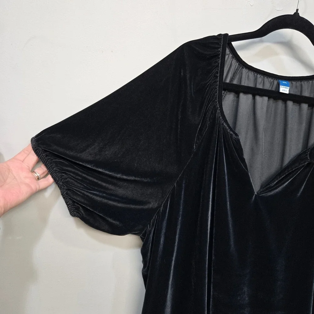 Old Navy‎ Black Velvet Peasant Top Plus Size XXL Poetcore Romantic Whimsigoth